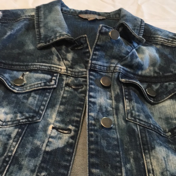 🌴Rubbish Nordstrom jean denim vest bleach look Sm - Picture 7 of 7